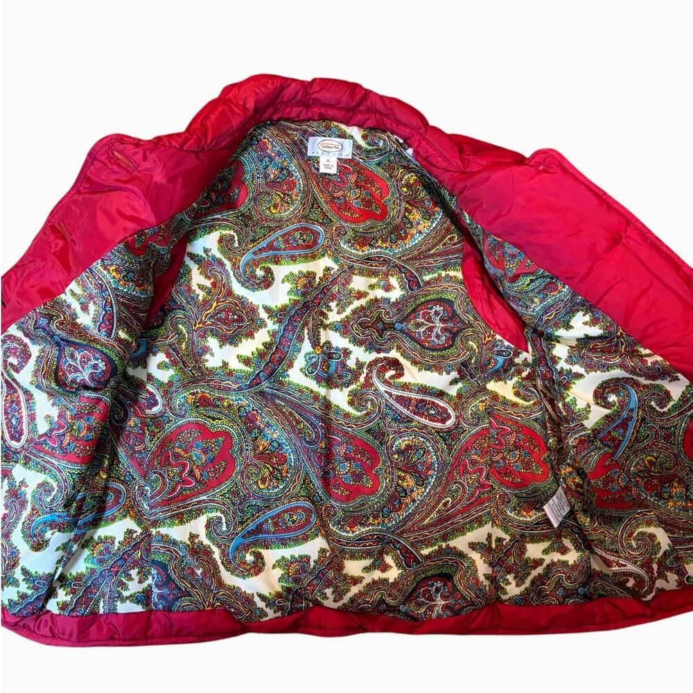 Talbots Petites Women's Quilted Down Puffer Vest XL Red Paisley Lining - Picture 9 of 9